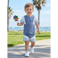 thumbnail image 4 of Loicainy Baby Toddler Boy Clothes 6 12 18 24 Months 2T 3T 4T Summer Contrast Color Patchwork Short Sleeve Tops with Shorts 2Pcs Outfits Set, 4 of 9