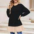 thumbnail image 2 of ATOYSOY Women's Color Block Babydolls Pullover Long Sleeve Tees Fall Winter Fashion Loose Dressy Tops Crew Neck Sweatshirts Outwear Casual Shirts Fake Two Beige L, 2 of 5