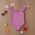 thumbnail image 6 of Abcomgle Toddler Swimsuit Girl 3t Stretchy One Piece Little Girls Swimsuit Cute Striped Ruffled Swimwear for Girls, 6 of 7