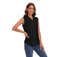 thumbnail image 6 of SPRING SEAON Women’s Sleeveless Blouse V Neck Button Down Chiffon Shirt for Women Casual Loose Fit Work Tops with Collar for Office or Daily Wear, 6 of 11