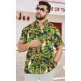 thumbnail image 4 of LA LEELA Men's Hawaii Shirt Short Sleeve Summer Tops Holiday Stylish Men Vacation Beach Shirt Button Down Funky Shirts For Mens XXL Tropical Bird, Green, 4 of 5
