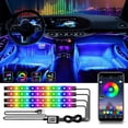 thumbnail image 1 of Iluminación interior de coche, accesorio LED para interior de coche, tira LED RGB decorativa, control por aplicación, diseño multicolor de doble línea impermeable con cargador, 12 V CC., 1 of 5