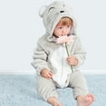 thumbnail image 2 of Newborn Infant Baby Boy Girl Romper Long Sleeve Flannel Jumpsuit Outfits Cute Hooded Zipper Winter Warm Fleece Soft Onesie Playsuit Outfit, 2 of 4