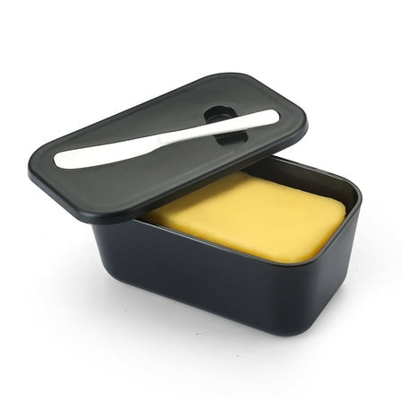 Jeaker Butter Dish With Lid for Countertop and Refrigerator Door Shelf, Plastic Butter Holder Tray Container with Butter Knife