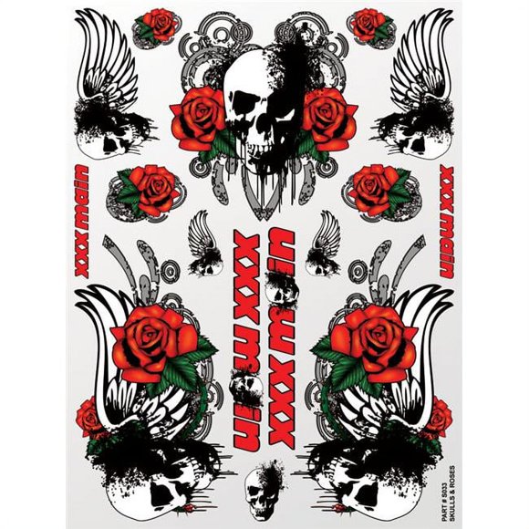 XXX Main Racing XXXS033 Skulls & Roses Sticker Sheet