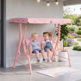 thumbnail image 4 of ELLEGNT Adjustable Canopy Kids Swing – 2-Seater Outdoor Porch Lounge Chair for Patio, Pink, 4 of 9