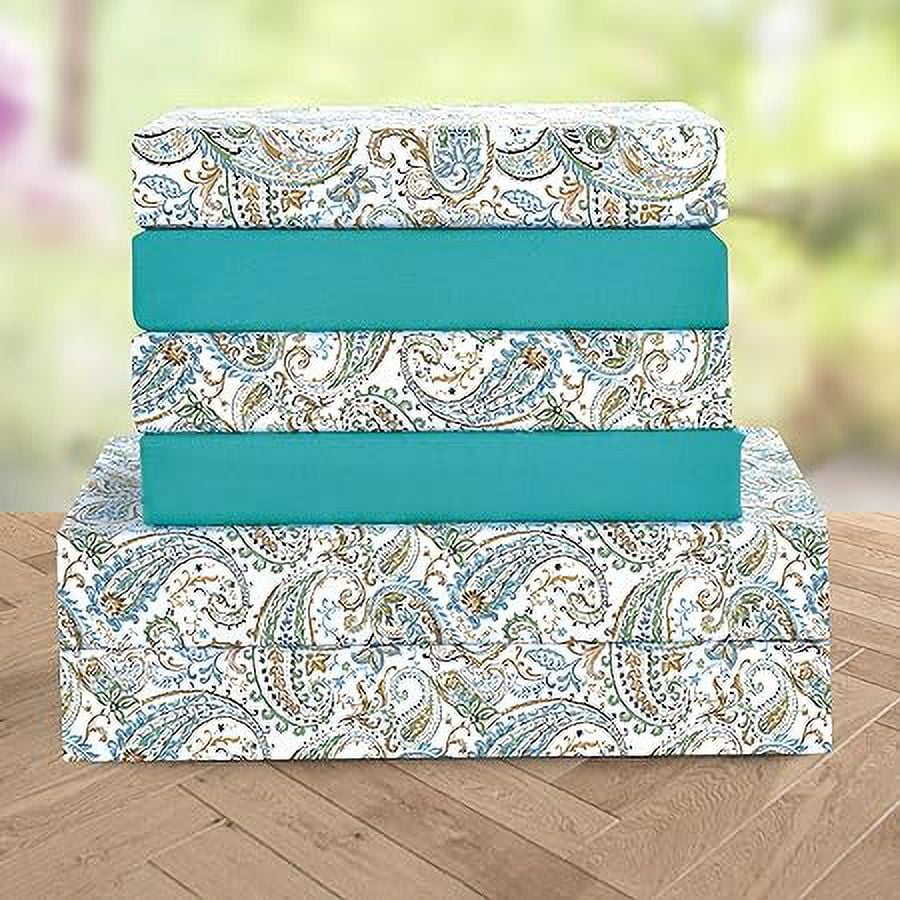 Elegant Comfort Luxury 1500 Series Soft Bed Sheets Paisley Pattern - Wrinkle & Fade Resistant, 6-Piece Set, King, Paisley Coral