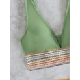 thumbnail image 5 of Women Tummy Control Swimsuits Color Block Two Piece Drawstring Bathing Suit Light Green L, 5 of 7