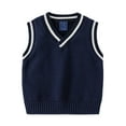 thumbnail image 1 of Qudderr Gilet Sans Manches pour Garçons 2-7 Ans, Col en V, Style Universitaire, Printemps Automne, 1 of 8