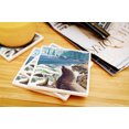 thumbnail image 3 of La Jolla, California, Sea Lions on Coast (Absorbent Ceramic Coasters Set of 4 Matching Images, Cork Back, Kitchen Table Decor), 3 of 3
