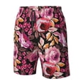 thumbnail image 4 of Wukai Maillot de Bain Imprimé Fleurs Roses avec Doublure de Compression Séchage Rapide Shorts de Sport de Plage avec Poche-Petit, 4 of 6