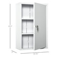 thumbnail image 3 of kleankin Wall Mount Medicine Cabinet - Lockable Steel First Aid Cabinet with 3 Tier Shelves, White - Bathroom & Kitchen Storage, 3 of 9