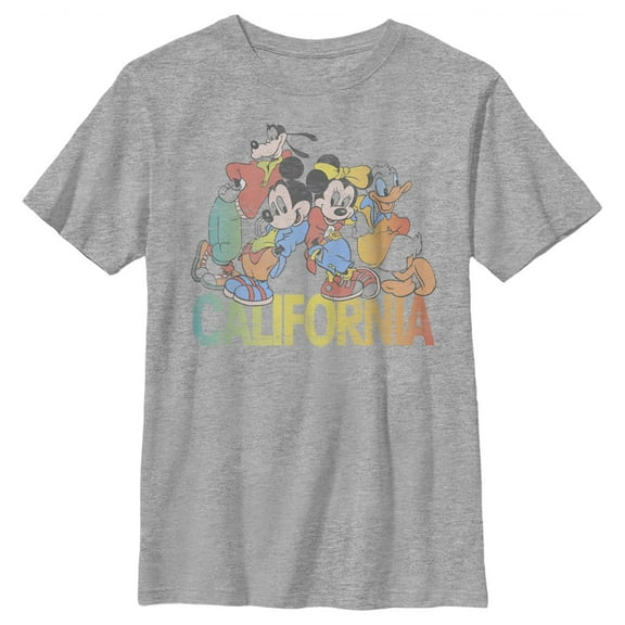 Boy's Mickey & Friends Mickey Mouse California Group  Graphic Tee Athletic Heather Large