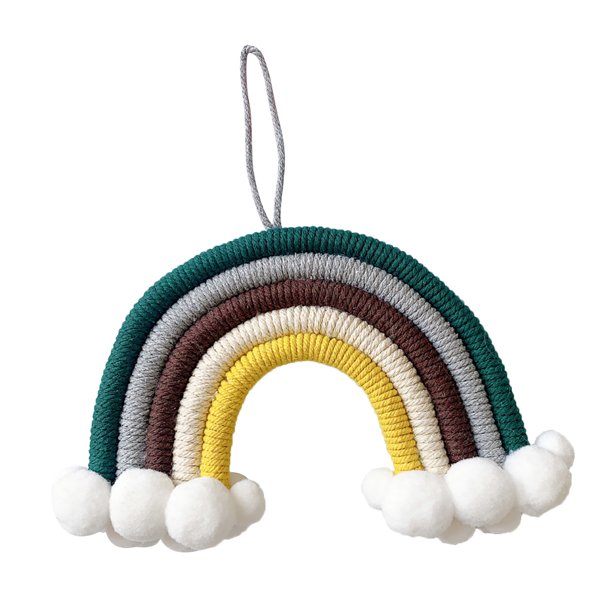 Colgante de decoración de habitación para niños, colgante de decoración de pared de arco iris de nubes tejidas Wmkox8yii fhajkh1041