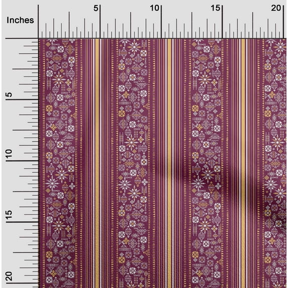oneOone Cotton Jersey Dark Magenta Fabric Stripe & Geometric Ethnic Dress Material Fabric Print Fabric By The Yard 58 Inch Wide