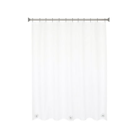 Kenney Medium Weight PEVA Shower Curtain Liner and Beaded Roller Ring Set, 70" W x 72" H, Clear