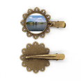 thumbnail image 1 of Lake View arquitectura de montaña Tocado de pieza de pelo de horquilla de flor de metal vintage, 1 of 3