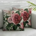 thumbnail image 3 of Leisuo  Watercolor Roses Throw Pillow Cover Elegant Floral Bud Petal Romantic Plant Curl Bloom Botanical Pillow Case Decorative Square Cushion for Home Couch Bed White, 3 of 5