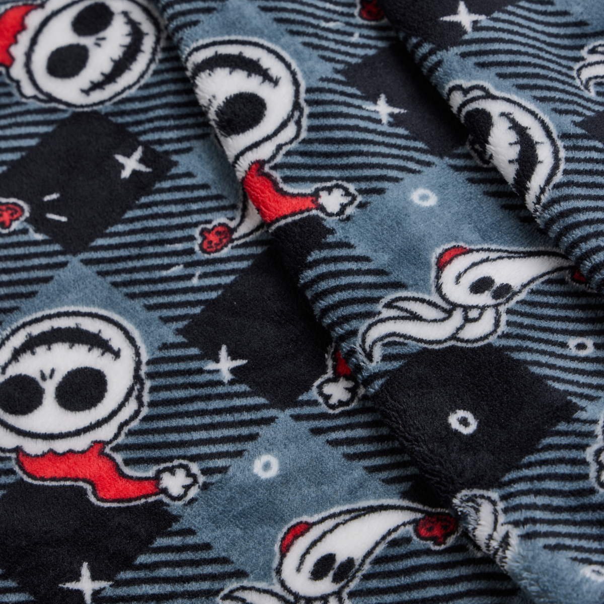 Disney Nightmare Before Christmas Checkered Men's Plush Robe with Belt and Pockets