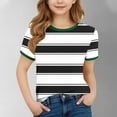 thumbnail image 4 of Boys Girls Cotton T-Shirts Short Sleeve Striped Colorblock Crew Neck Tee Toddlers Kids Casual Summer Tops (14-15 Years, White), 4 of 4