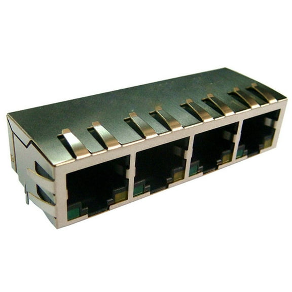 ARJ14A-MASD-A-B-EMU2 Connector 4 Port RJ45Through Hole 10/100 Base-T, AutoMDIX :RoHS
