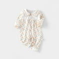 thumbnail image 2 of Mikilon Newborn Baby Girl Clothes Fashion Floral Turndown Neck Long Sleeve Ruffled Rompers Comfortable Loose Sweet Long Pants Rompers, 2 of 3