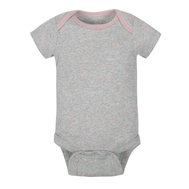 Wonder Nation Baby Girls Short Sleeve Bodysuits, 6-Pack (Newborn