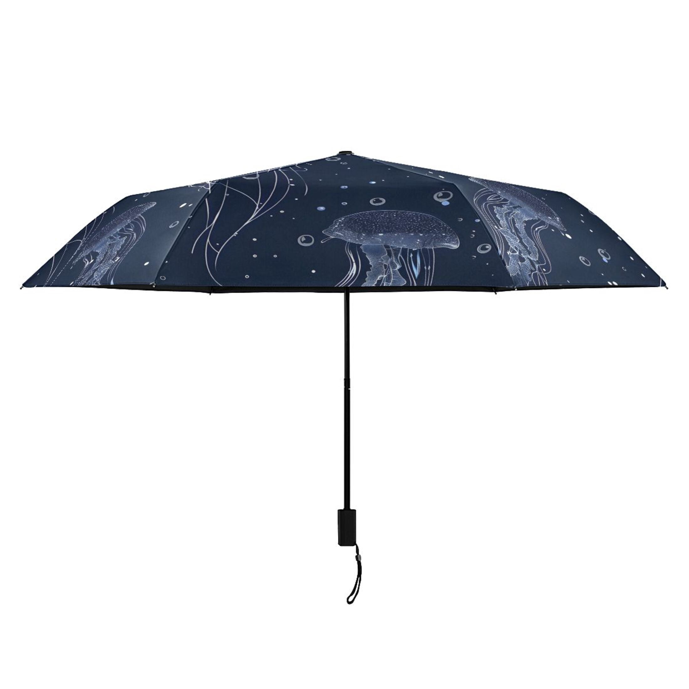 Jellyfish in Sea Compact Sun Umbrella Windproof Travel Umbrellas for Rain Strong Portable UV Protection