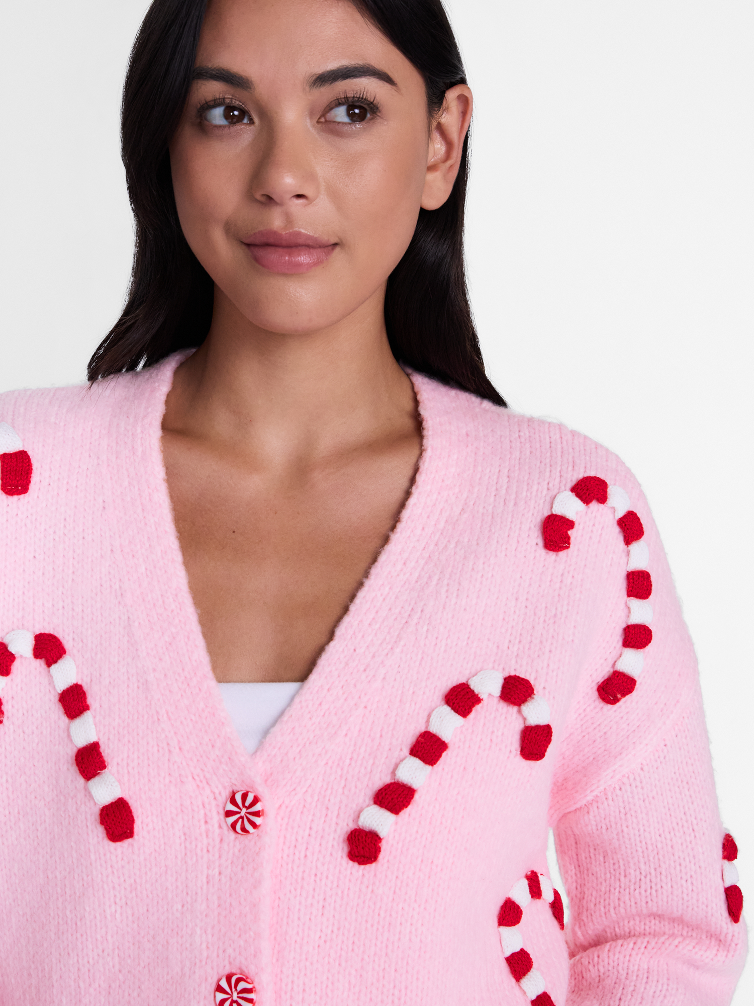 Holiday Time Women's Christmas Candy Cane Cardigan photo 4