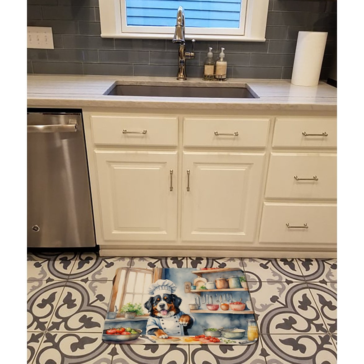 Carolines Treasures DAC6206RUG 19 x 27 in. Bernese Mountain Dog The Chef Memory Foam Kitchen Mat