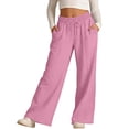 thumbnail image 3 of SROBPTY Teen Girls Pants Solid Wide Leg Drawstring with Pockets Loose Trousers for 3-14Y, 3 of 5