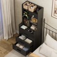 thumbnail image 5 of Devoko 48" Tall Nightstand with Charging Station and Hutch Nightstand with 3 Storage Drawers Adjustable Height Shelving End Table Modern Bedside Table for Bedroom, Black, 5 of 10