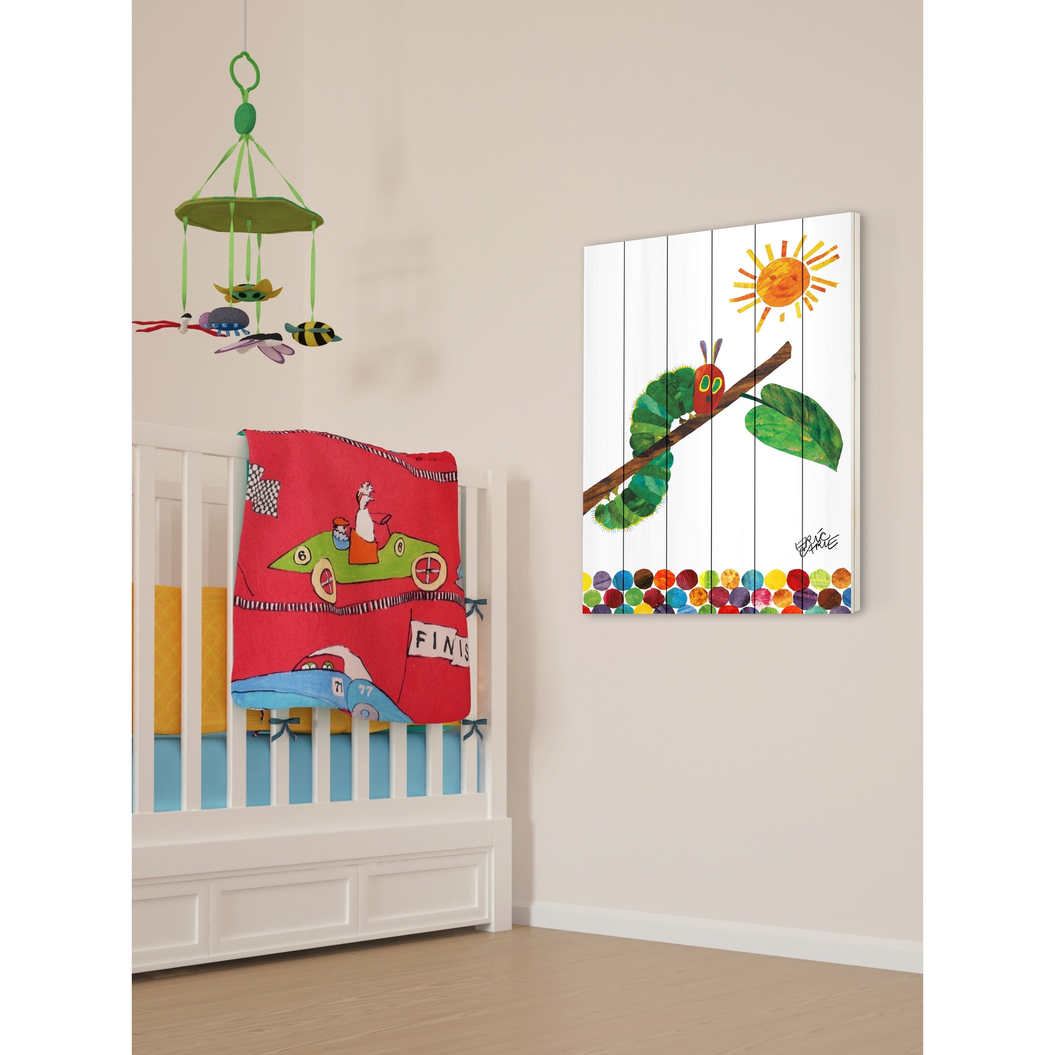 Eric Carle Crawling Caterpillar 2 Art Print on White Pine Wood