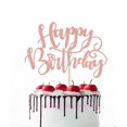 thumbnail image 1 of Decoración para tartas Naicaek hecha a mano con purpurina para felicitación de cumpleaños, oro rosa, 1 of 7