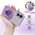 thumbnail image 3 of Fyxkocm for iphone 16 Plus Case with Butterfly Stand Compatible with Magsafe, Women Girls Bling Luxury Glitter Clear Phone Case Shockproof Protective Cover for iphone 16 Plus, Purple, 3 of 7