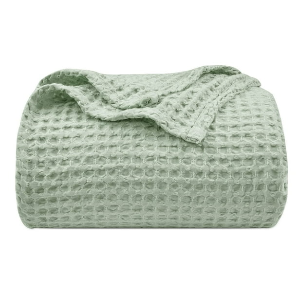 PHF Ultra Soft Waffle Weave Blanket Twin Size 66 x 90 Washed Lightweight Breathable Cozy