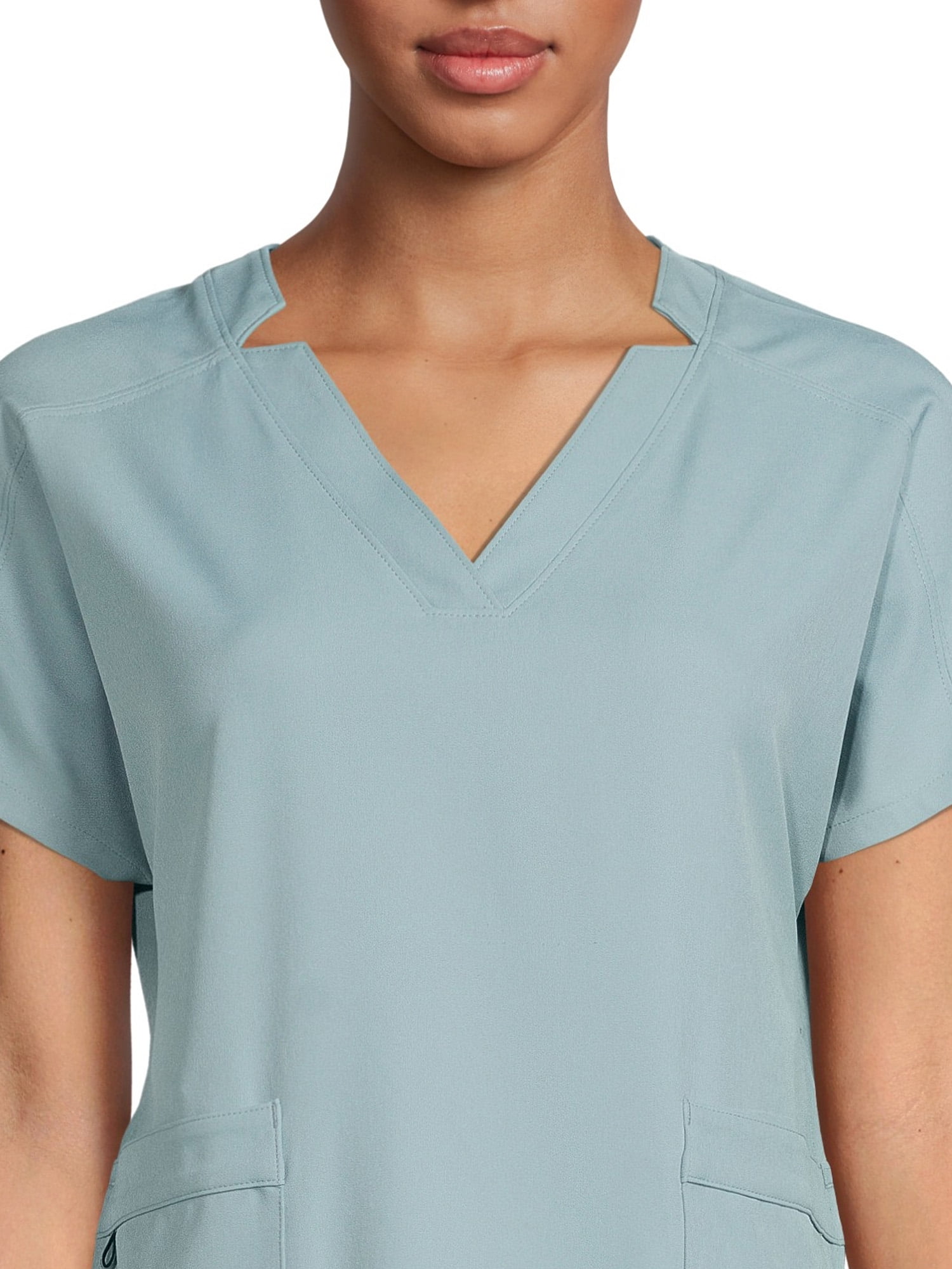 ClimateRight by Cuddl Duds Women’s and Women's Plus V-Neck Scrub Top with Anti-Bacterial Technology