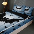 thumbnail image 3 of Homewish Scary Bat Silhouette Zipper Twin Comforter Sets with Fitted Sheet and 2 Pillowcases, Halloween Horror Zipper Bedding Set, Sky Blue Black, Black Reversible, 3 of 7