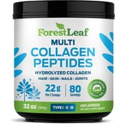 Forest Leaf Hydrolyzed Collagen Peptides Powder Unflavored Keto Collagen Protein Powder, 2lb, Type 1, 2 & 3