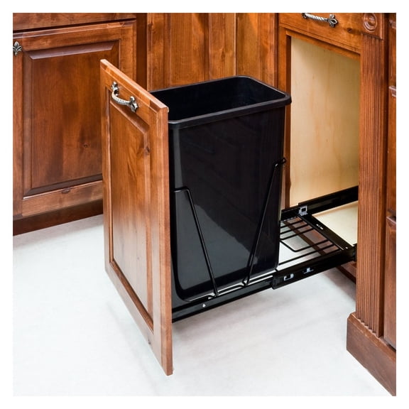 35-Quart - Black-Single Pull-Out Waste Container System/1Can Included & Doorkit