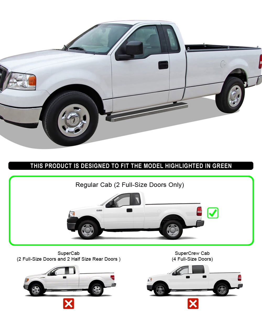 APS Running Boards 5 inches Compatible with Ford F150 2004-2008 Regular Cab (Exclude 04 Heritage) 304 Stainless Steel (Nerf Bars Side Steps Side Bars)