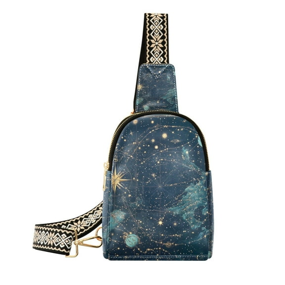 FORMRS Womens Crossbody Sling Bag Travel Daypack Shoulder Chest Backpack, Dark Star Map