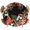 Green Red Black, variant on Elastic Fitted Round Tablecloth, Cardinal Bird Waterproof Stretch Table Cover for 36"-44" Tables, Winter Poinsettia Berry Pine Cones Floral Washable Outdoor Tablecloths for Patio, Picnic, Camping