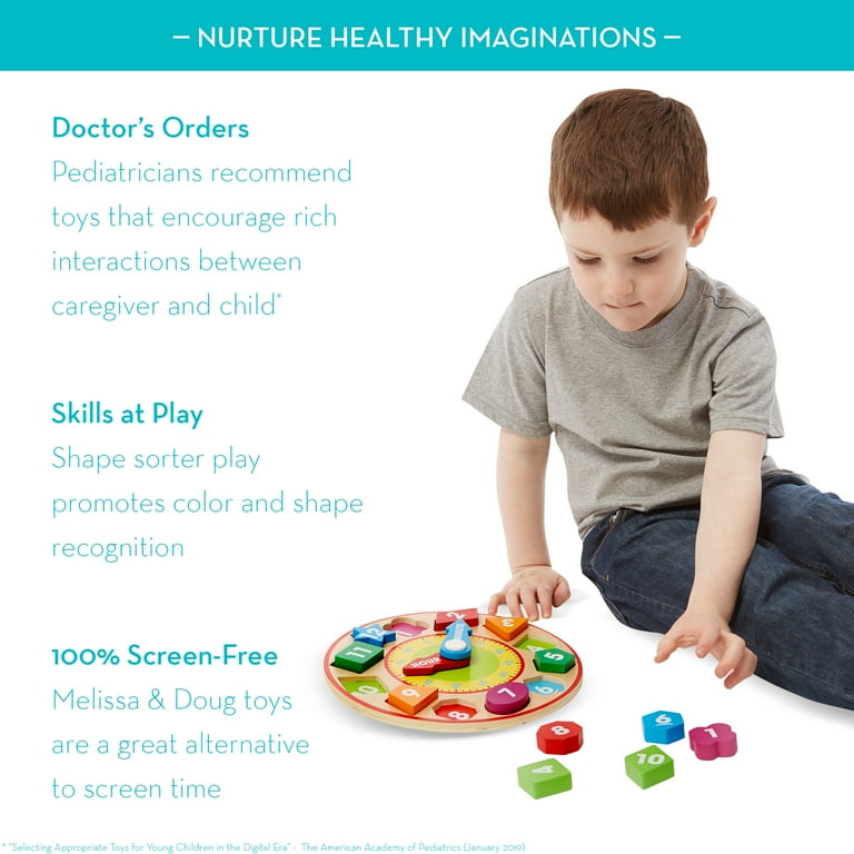 Melissa Doug Shape Sorting Clock Wooden Educational Toy