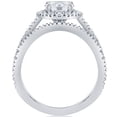 thumbnail image 2 of Pompeii 2 3/4 cttw Halo Diamond Engagement Wedding Ring Set 14k White Gold (H/I,I1-I2), 2 of 4