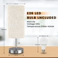 Table Lamp with 2 USB Charging Ports and Fabric Linen Lampshade Silver Base for Living Room, Dorm, Home Office