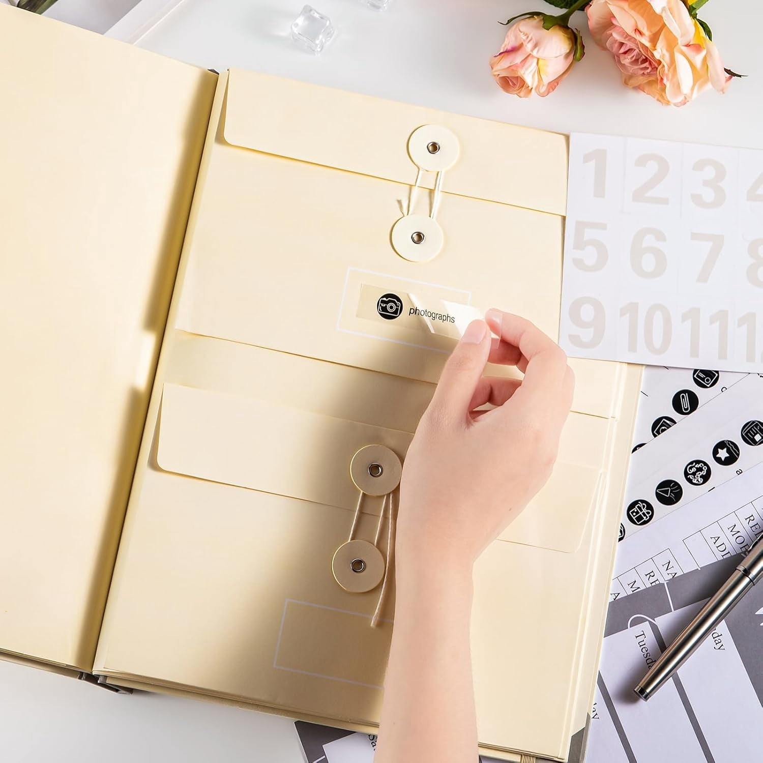 Folio Document Organizer with Labels, Important Folders with Pockets,File Stylish Binder for Storing Important Papers, Certificates, Passports, Photos, and Letters (Yellow)