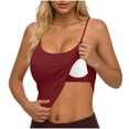 thumbnail image 2 of YODETEY Women’s Built-in Bra Tank Tops,Women’s Built-in Bra Spaghetti Strap Camisole Tank Top ,Wine,Size XL, 2 of 5
