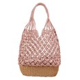 thumbnail image 3 of Bolso de hombro de paja Sunnimix para mujer estilo retro rosado, 3 of 7