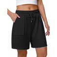 thumbnail image 3 of Women Sweat Shorts Casual Summer Loose Athletic Short Drawstring Waist Lounge Running Shorts with Pockets Black S, 3 of 7